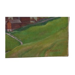 布面油画“Mountain village - La Forclaz”，作者：...