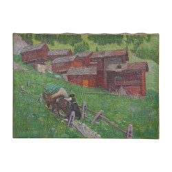 Картина маслом на холсте «Женщина из Вале, несущая сено в