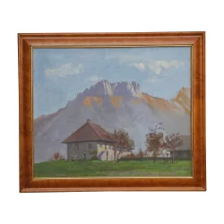 Tableau huile sur toile “Les Dolomites vue du Tyrol - …
