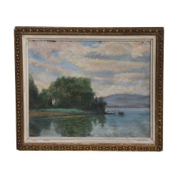 Ölgemälde auf Leinwand „Comer See“, von Henri RUEGGER