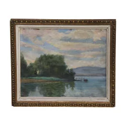 oil painting on canvas “Lac de Como”, by Henri RUEGGER …