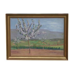 Oil painting on canvas - Flowering trees, by Henri RUEGGER …