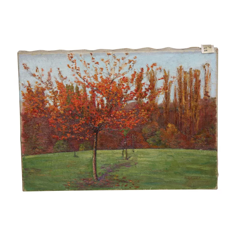 Tableau huile sur toile “Arbres en automne”, de Henri RUEGGER … - Moinat - VE2022/1