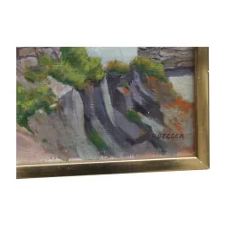 布面油画“La Forclaz 的小教堂”，Henri …