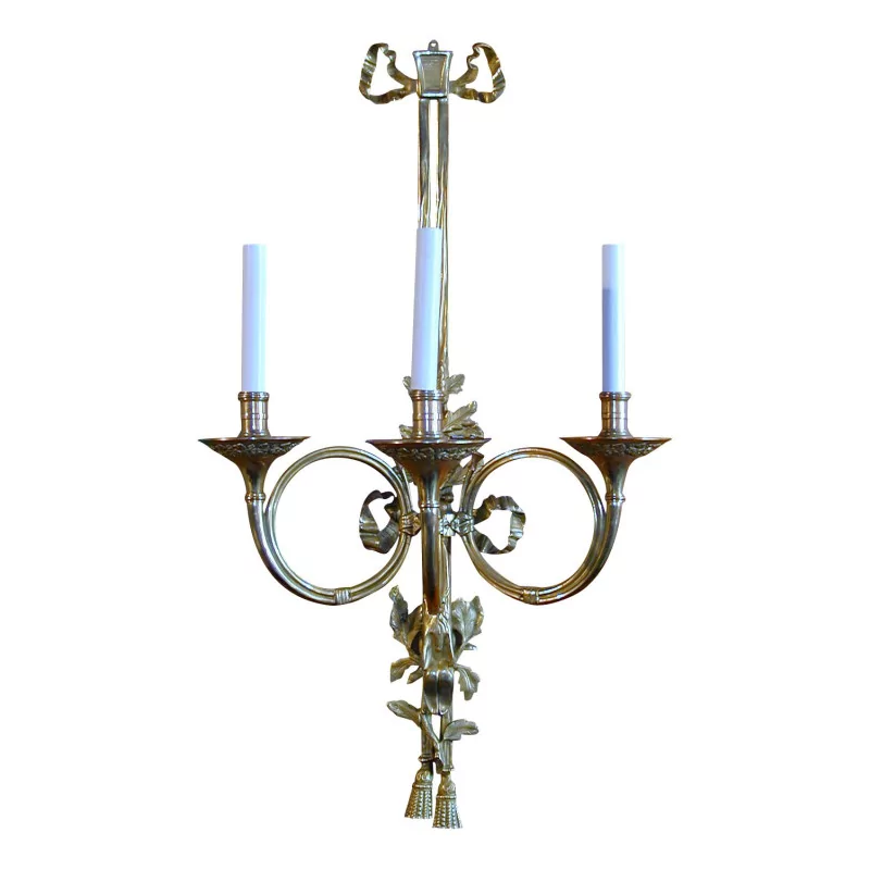 Pair of “Hunting horn” wall lights. - Moinat - Wall lights, Sconces