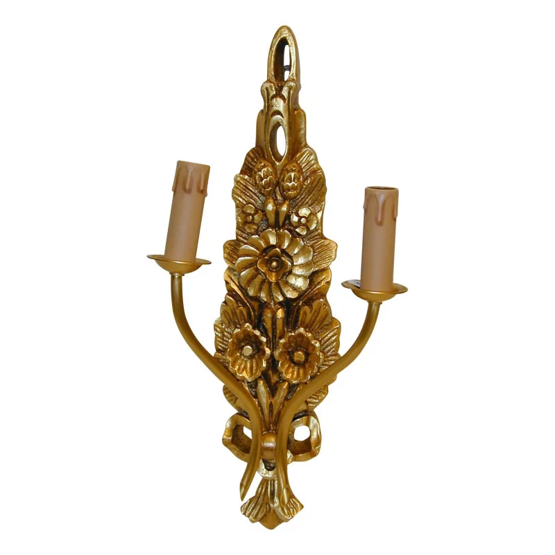 Wall lamp in gold patinated resin with 2 candles. - Moinat - BrocnRoll