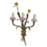 “Flowers” wall lamp, painted green and gold. - Moinat - BrocnRoll