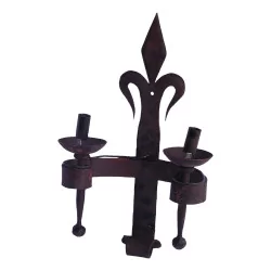 large model 2-light wall lamp in wrought iron.