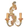 2 Appliques en bois et bras en métal polychrome. - Moinat - Appliques murales