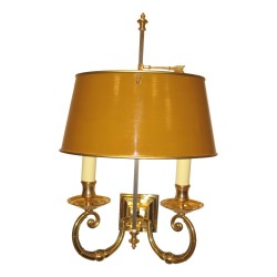 2 Appliques "Bouillotte" en bronze 2 lumières avec abat-jour