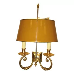 2 个青铜色“Bouillotte”烛台 2 个带灯罩的灯……