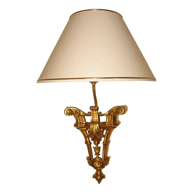 Wandlampe „Pilaster“ in Bronze, mit elfenbeinfarbenem Lampenschirm. - Moinat - Wandleuchter