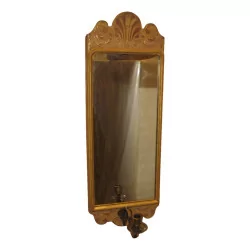 Wandlampe aus vergoldetem Holz, mit Spiegel und Leuchter.