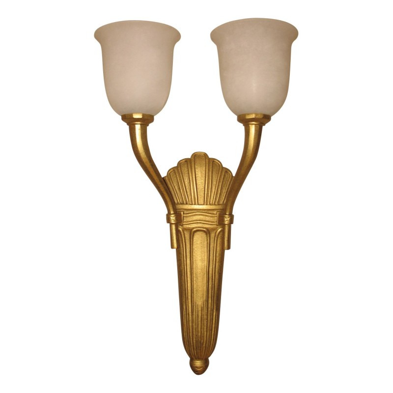 Applique en bronze doré à 2 lumières, avec abat-jour en … - Moinat - Appliques murales Applique en bronze doré à 2 lumières, avec abat-jour en … - Moinat - Appliques murales