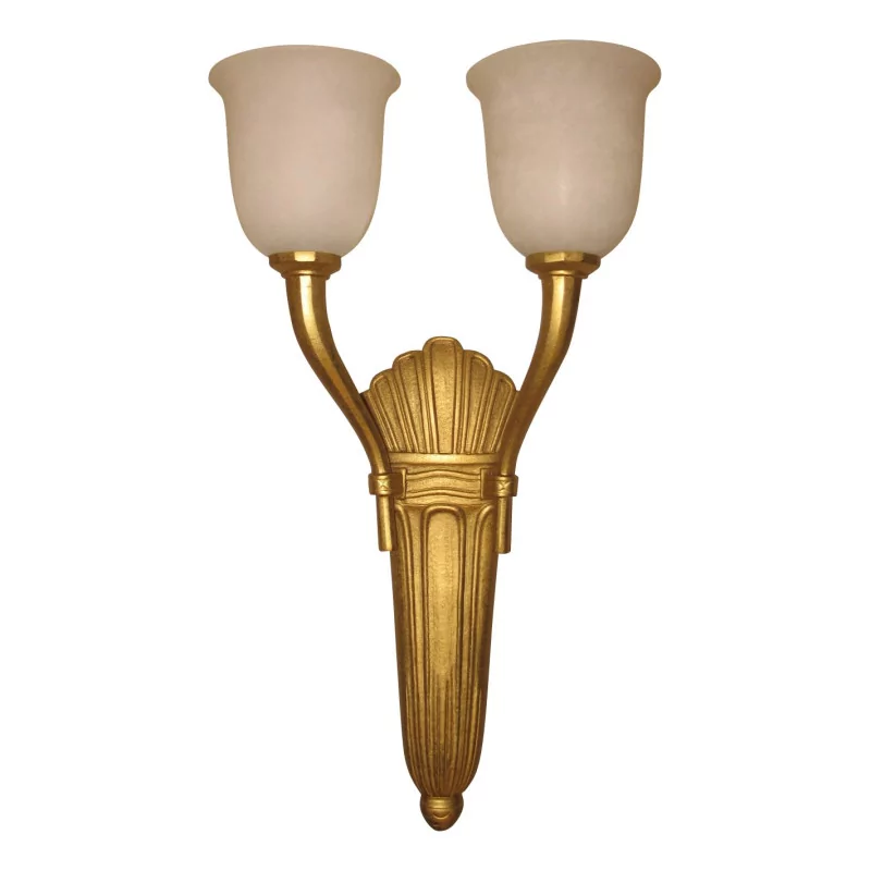 盏镀金青铜壁灯，带 2 盏灯，带灯罩…… - Moinat - 壁灯架