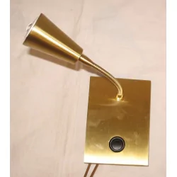 2 “Cyclops” flexible wall lights in satin gold with switch.
