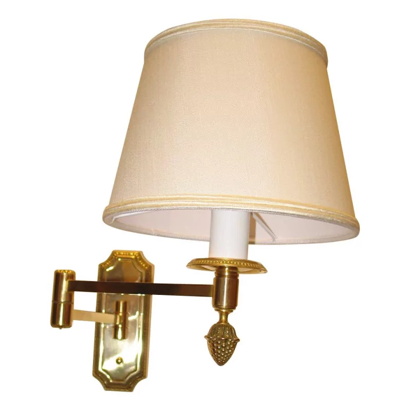 Gelenk-Wandlampe aus Messing mit weißem Lampenschirm. - Moinat - Wandleuchter