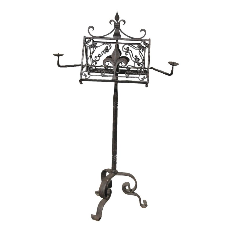 Lutrin à 2 versants “Fleur de Lys” en fer forgé. - Moinat - Accessoires de décoration Lutrin à 2 versants “Fleur de Lys” en fer forgé. - Moinat - Accessoires de décoration