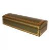 Green leather case box, with vignette. - Moinat - Office accessories, Inkwells