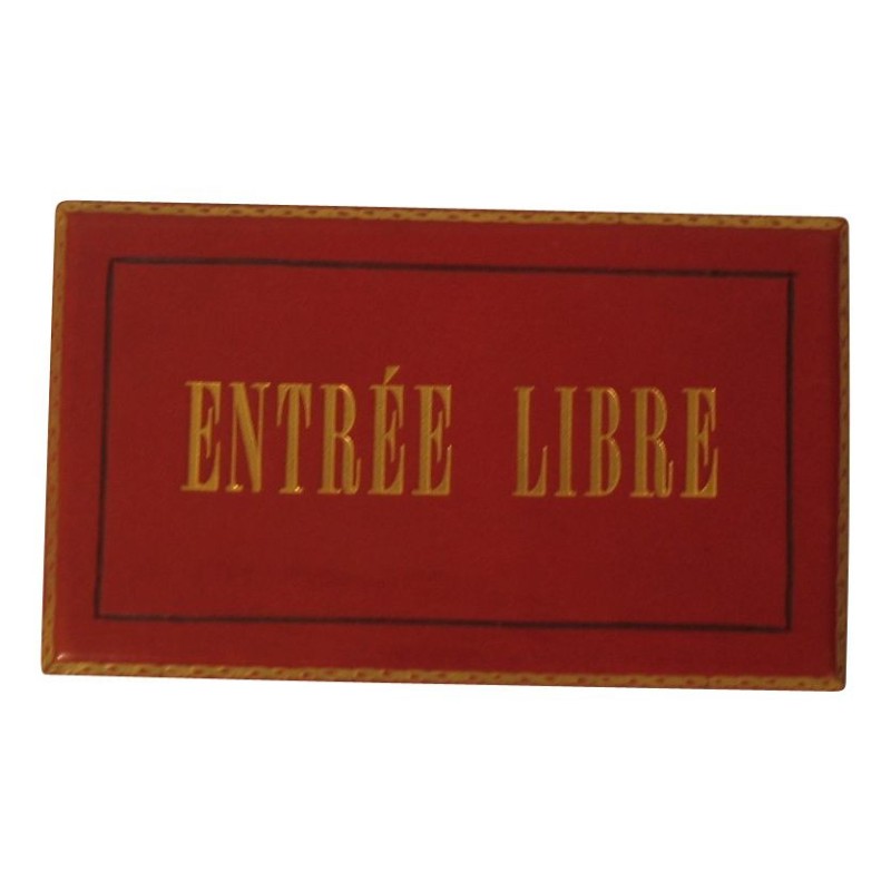 Tafel „Eintritt frei“ mit rotem Leder bezogen. - Moinat - Dekorationszubehör Tafel „Eintritt frei“ mit rotem Leder bezogen. - Moinat - Dekorationszubehör