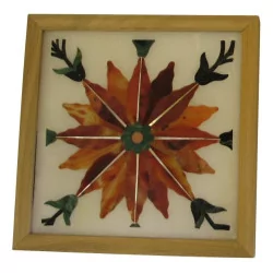 Frame with hard stone inlay with floral pattern.
