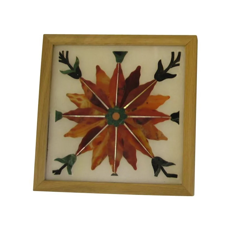 Frame with hard stone inlay with floral pattern. - Moinat - Painting - Miscellaneous