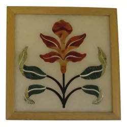 Frame with hard stone inlay with floral pattern.