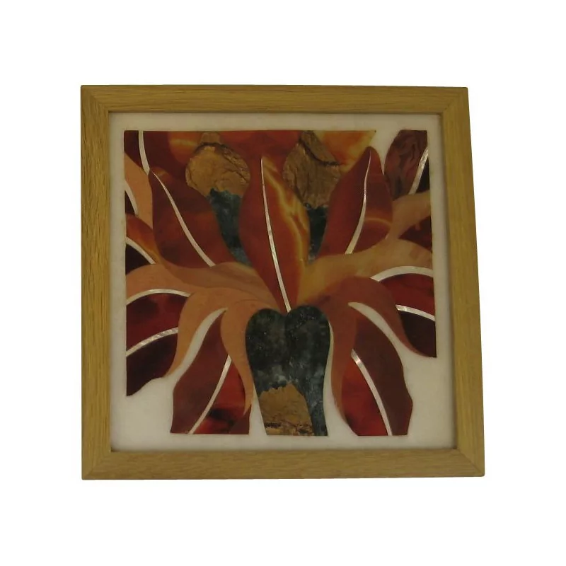 Frame with hard stone inlay with floral motif. - Moinat - Painting - Miscellaneous