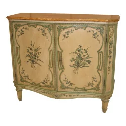Sideboard 2 doors painted beige with floral decoration, with …
