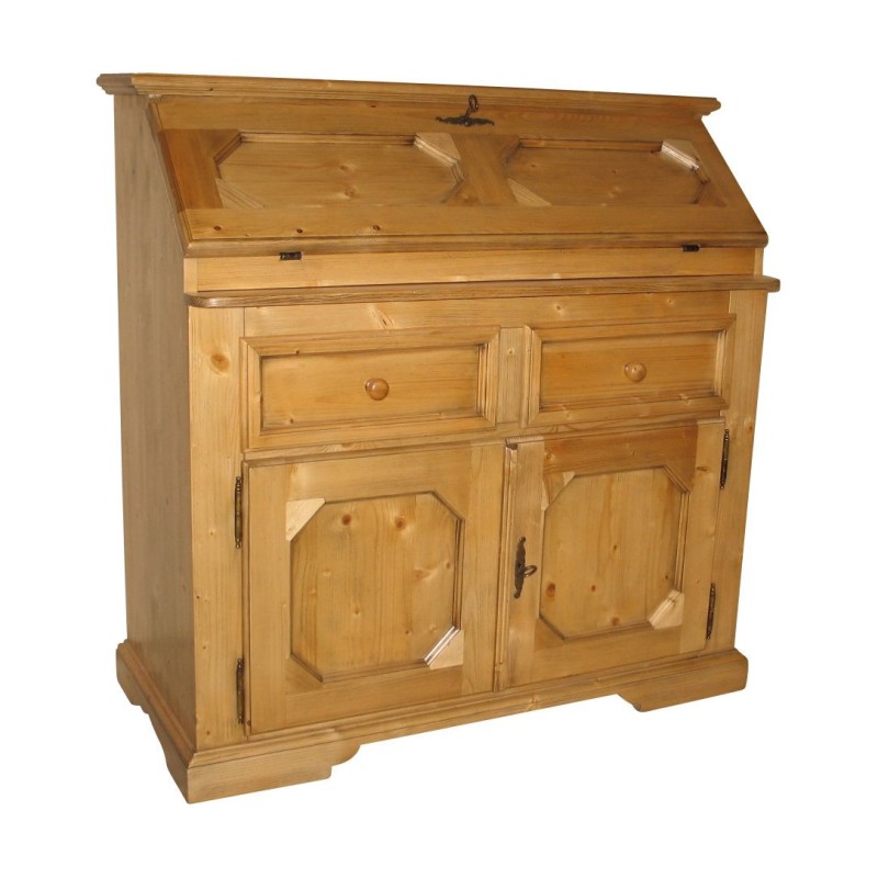 Bureau commode en sapin, avec 2 portes et 2 tiroirs. - Moinat - Bureaux cylindre, à abattant, Secrétaires