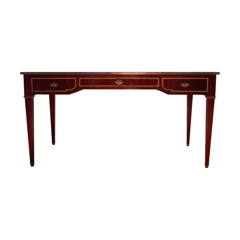 张路易十六风格的斑点桃花心木办公桌，带 3 个抽屉和…… - Moinat - 书桌