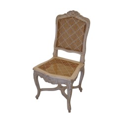 Régence Rocaille chair, caned, cream patina.