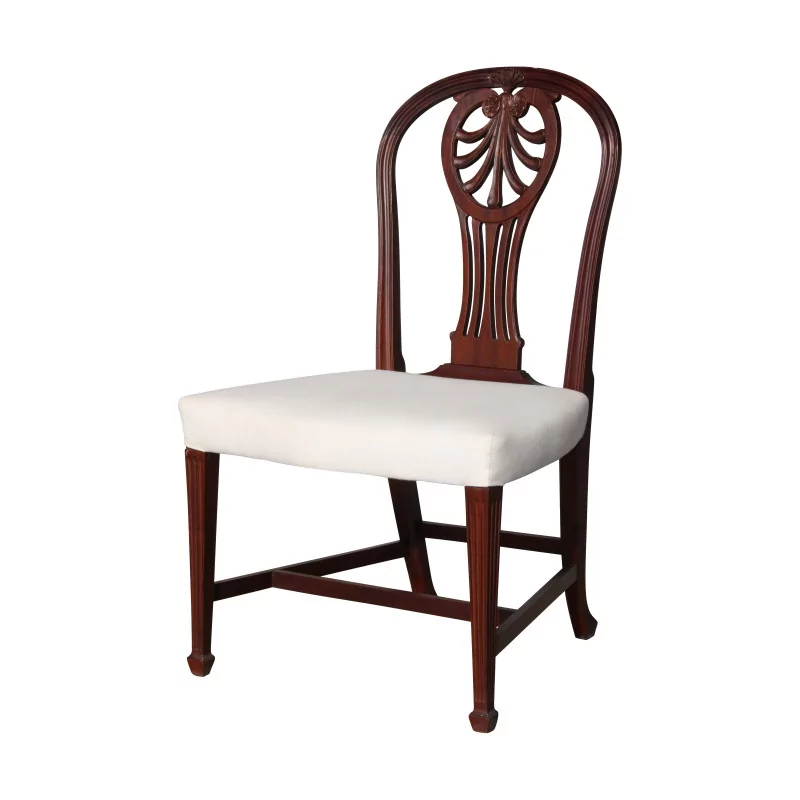 English Regency mahogany chair, covered upholstered seat + 0.8 - Moinat - Chairs