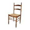 Moderner Strohstuhl aus gebeizter und lackierter Buche. - Moinat - Stühle