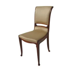 Jugendstil-Stuhl aus geschnitztem Mahagoni, mit …