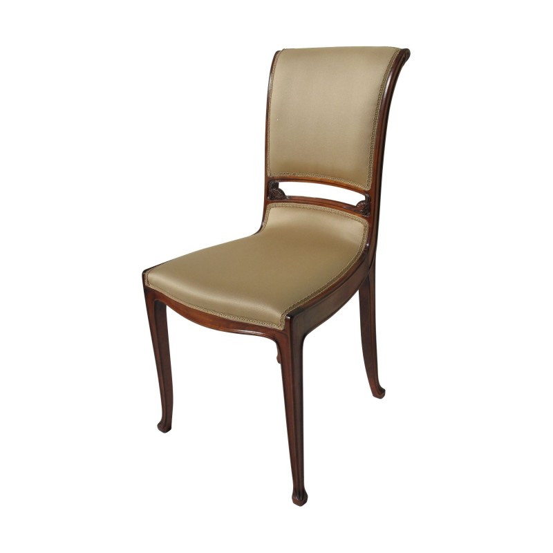 Art-Nouveau style chair in carved mahogany, covered with … - Moinat - Chairs Art-Nouveau style chair in carved mahogany, covered with … - Moinat - Chairs