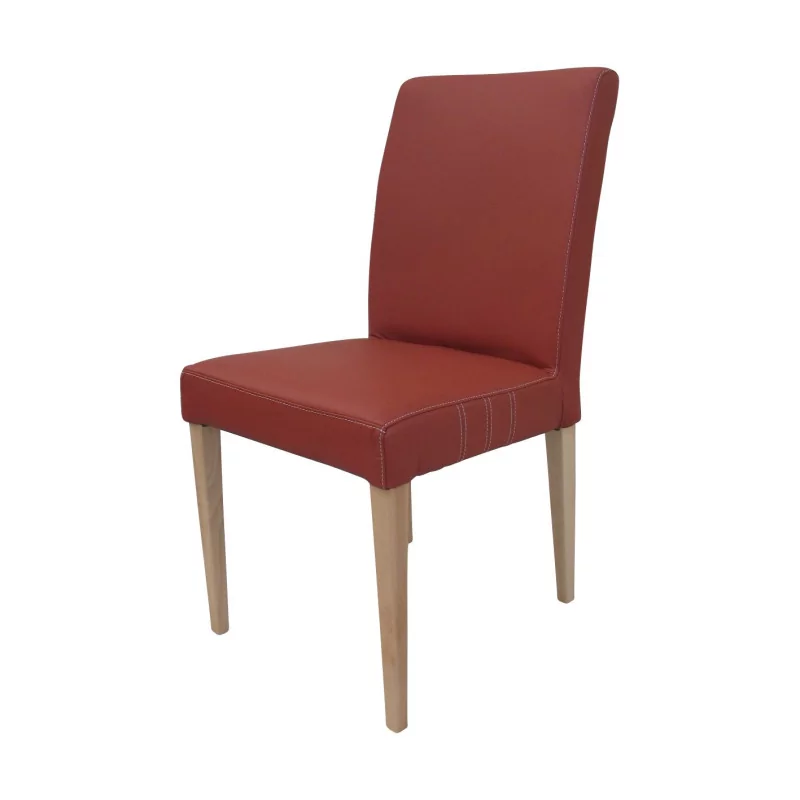 Chaise “Roland” recouverte de cuir Terracotta, avec pieds en … - Moinat - Chaises