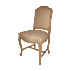 Regency-Stuhl in Buche roh, weiß gepolstert.