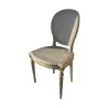 lackierter Louis XVI-Stuhl mit Sitz und Rückenlehne aus Rohrgeflecht. - Moinat - Stühle