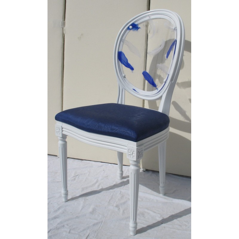 Chaise "Lady" de style Louis XVI en hêtre massif laqué blanc - Moinat - Chaises Chaise "Lady" de style Louis XVI en hêtre massif laqué blanc - Moinat - Chaises