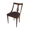 9 English mahogany chairs with placet upholstered in purple fabric. - Moinat - Chairs