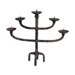 wrought iron candlestick with 5 lights.