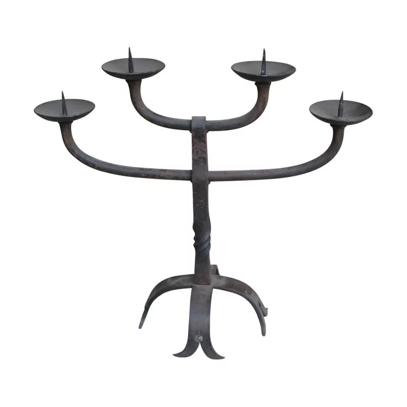 wrought iron candlestick with 4 lights. - Moinat - Candleholders, Candlesticks