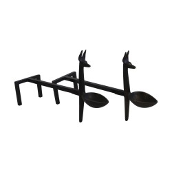 Pair of black wrought iron andirons.