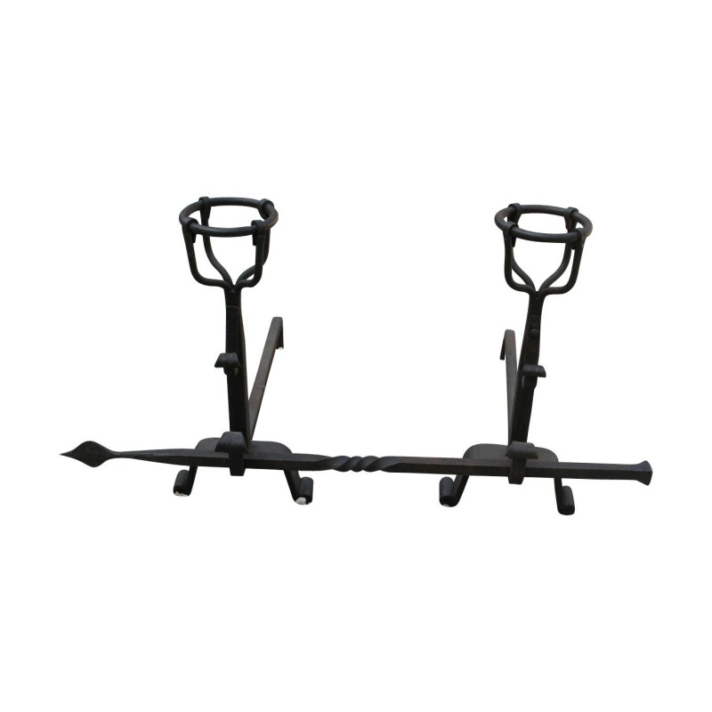 Pair of wrought iron andirons. - Moinat - Firedogs, Andirons Pair of wrought iron andirons. - Moinat - Firedogs, Andirons