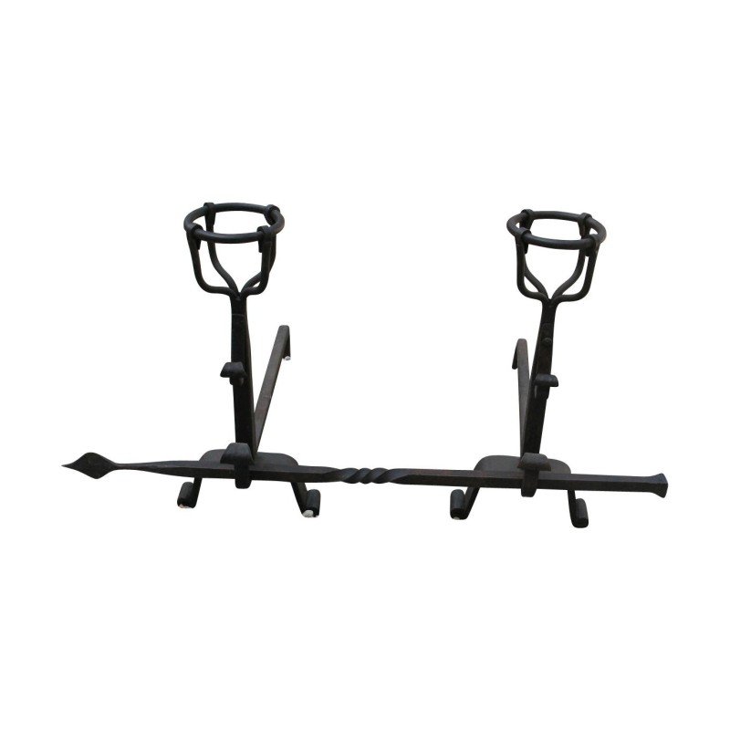 Pair of wrought iron andirons. - Moinat - Firedogs, Andirons Pair of wrought iron andirons. - Moinat - Firedogs, Andirons