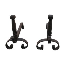 Pair of wrought iron andirons.