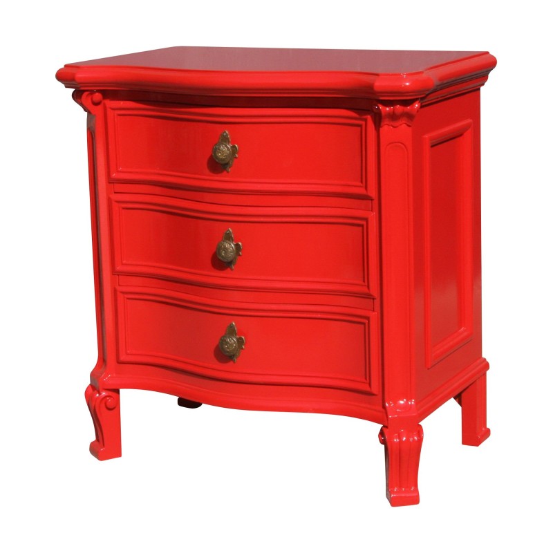 Bedside table with 3 drawers painted Ferrari red and interior drawers - Moinat - End tables, Bouillotte tables, Bedside tables, Pedestal tables Bedside table with 3 drawers painted Ferrari red and interior drawers - Moinat - End tables, Bouillotte tables, Bedside tables, Pedestal tables