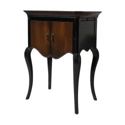 “Cabourg” nightstand in lacquered cherry wood, with 2 doors and 2 …