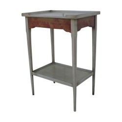 Bedside table in white painted wood and Toile de Jouy, with 1 drawer.